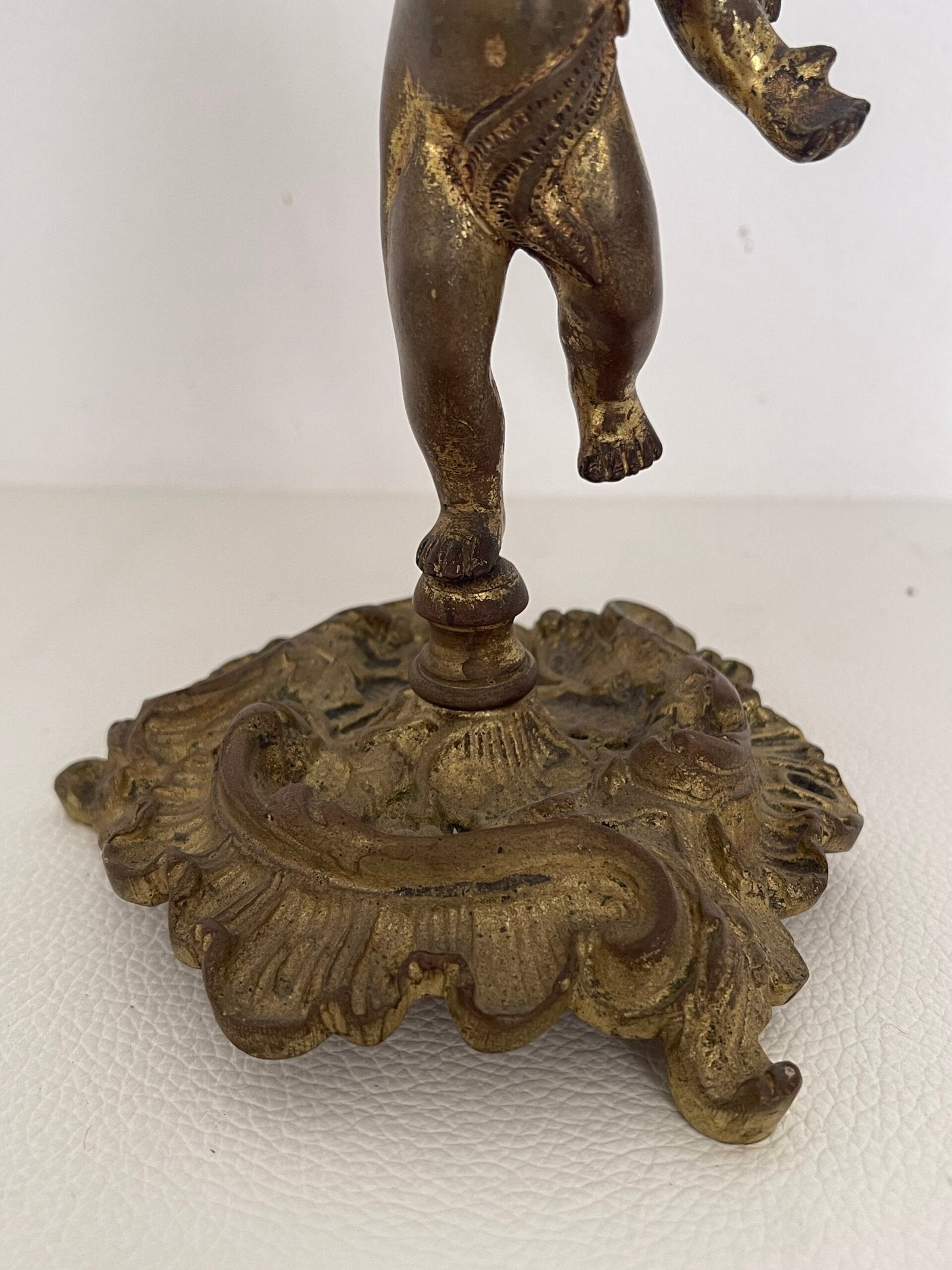 Candeliere vintage in Bronzo Dorato con Putto - Stile Barocco