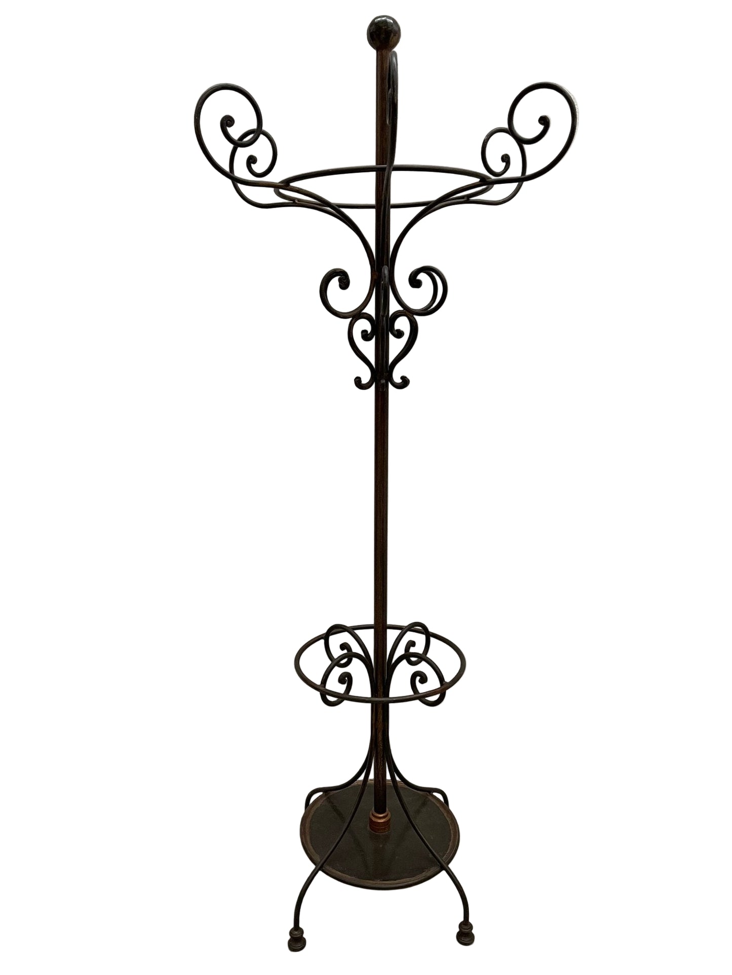 Antico appendiabiti in ferro battuto da terra antico italiano