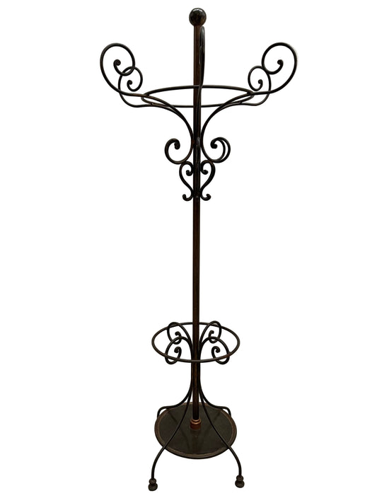 Antico appendiabiti in ferro battuto da terra antico italiano