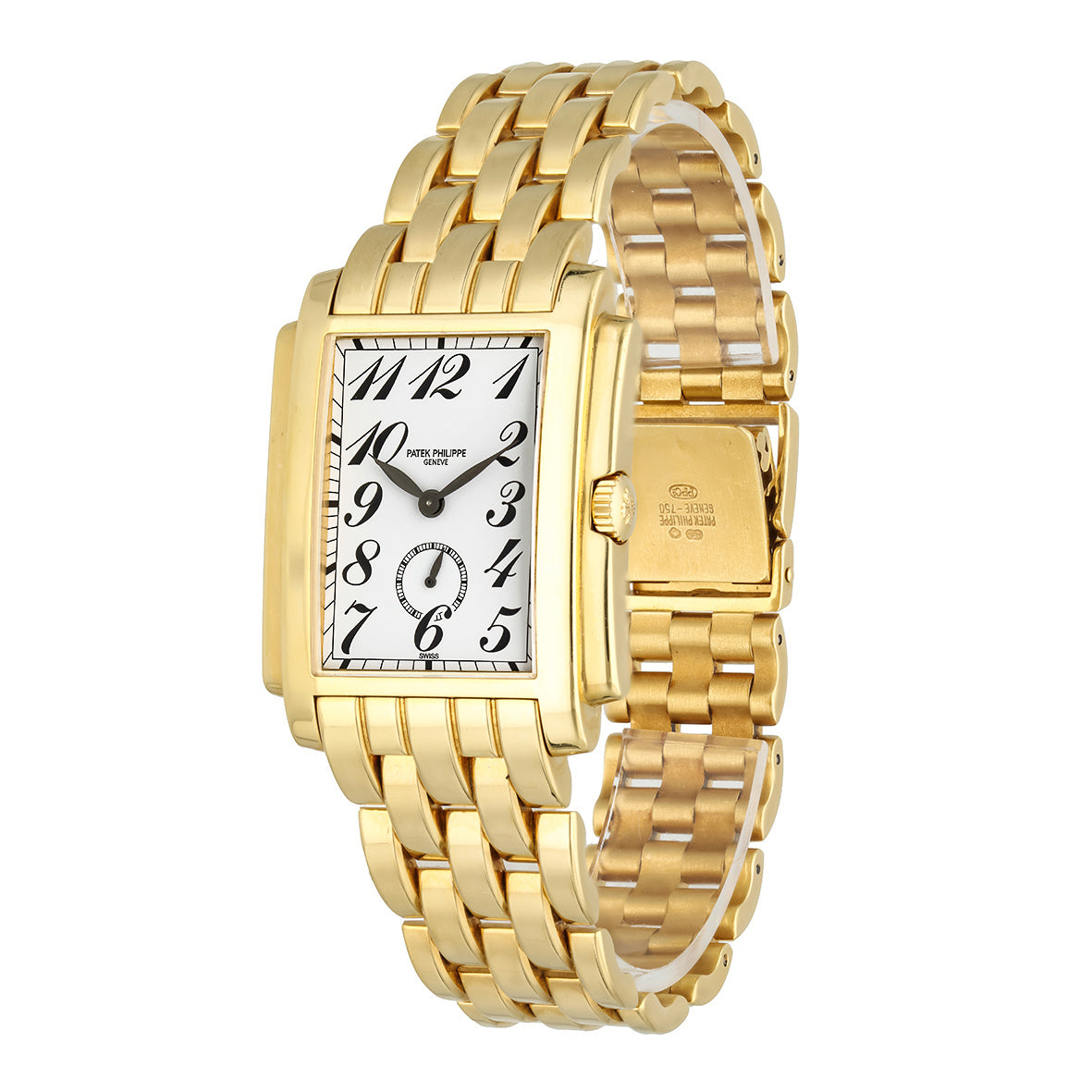 GONDOLO 5024/1 FULL YELLOW GOLD PORCELAIN-WHITE DIAL EXTRACT FROM THE ARCHIVES PATEK PHILIPPE YEAR 2003 30X38MM